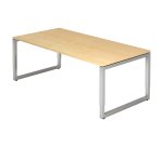 Bureau droit, 100 x 200 cm, piètement métal argenté Atlanta