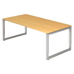 Straight desk, 100 x 200 cm undercarriage silver metal Atlanta