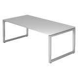 Straight desk, 100 x 200 cm undercarriage silver metal Atlanta