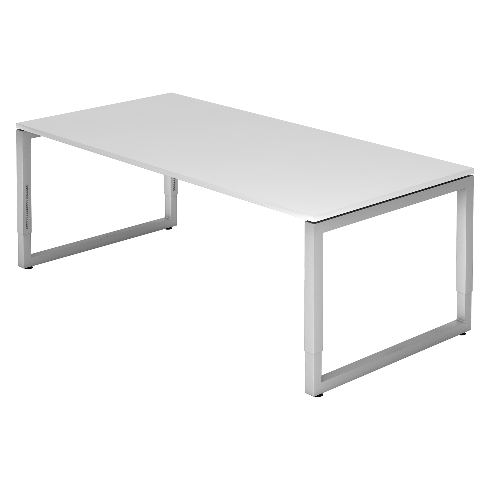 Straight desk, 100 x 200 cm undercarriage silver metal Atlanta