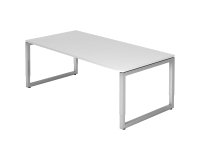 Rechte werkpost, 100 x 200 cm, onderstel zilver metaal Atlanta