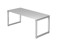 Rechte werkpost, 80 x 180 cm, onderstel zilver metaal Atlanta