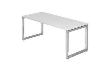 Straight desk, 80 x180 cm undercarriage silver metal Atlanta