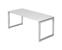 Rechte werkpost, 80 x 180 cm, onderstel zilver metaal Atlanta