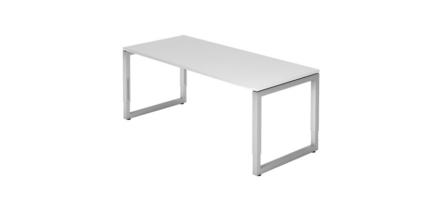 Geradlinige Arbeitsstation, 80 x 180 cm silberne Metallbasis Atlanta