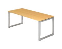 Straight desk, 80 x180 cm undercarriage silver metal Atlanta
