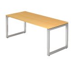 Straight desk, 80 x180 cm undercarriage silver metal Atlanta