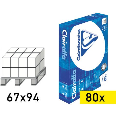 Papier A4 wit 80 g Clairefontaine Clairalfa - wegwerppallet 80 riemen