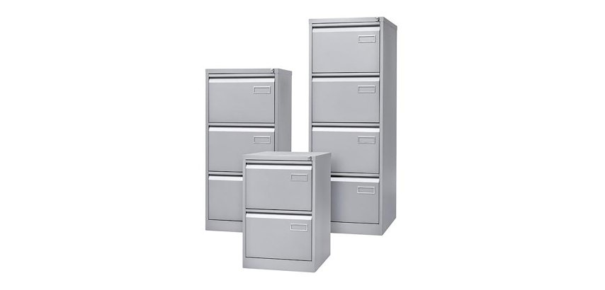Classeur monobloc 4 tiroirs argent H 132 cm