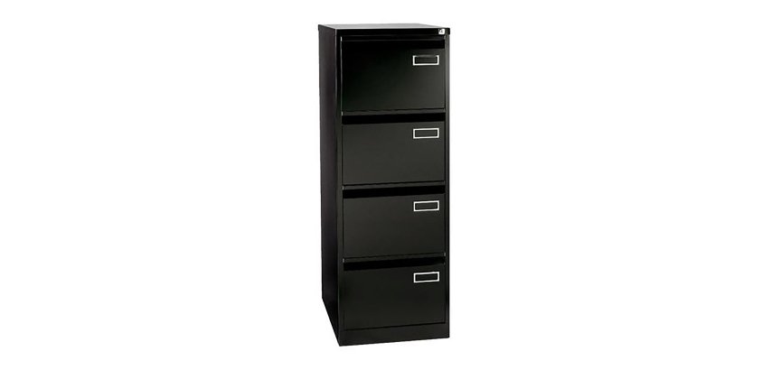 Ladekast monoblok 4 laden zwart H 132 cm