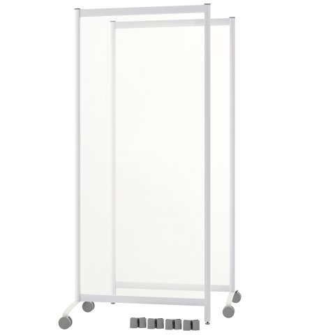 Mamparas de protección plexiglás Alt 170 x An 76 cm con ruedas - Pack de 2