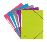 Pack 7 + 3 folders with elastics 3 flaps cardboard Bruneau 24 x 32 cm back 2 cm assortment trendy colors 