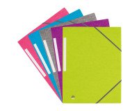Pack 7 + 3 mappen met elastiek 3 flappen karton Bruneau 24 x 32 cm rug 2 cm assortiment trendy kleuren 