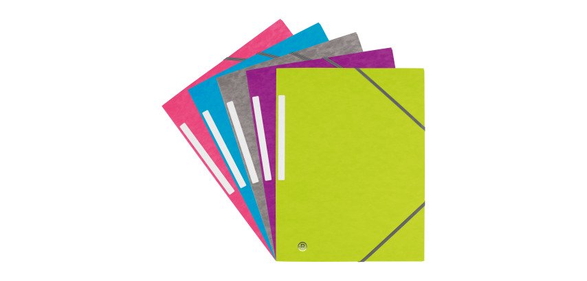 Pack 7 + 3 folders with elastics 3 flaps cardboard Bruneau 24 x 32 cm back 2 cm assortment trendy colors 