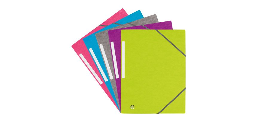 Pack 7 + 3 folders with elastics 3 flaps cardboard Bruneau 24 x 32 cm back 2 cm assortment trendy colors 