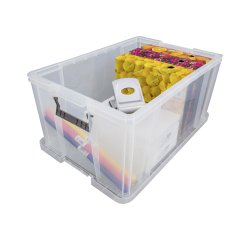 Caja de almacenamiento apilable de plástico WHITEFURZE Allstore de 70 L