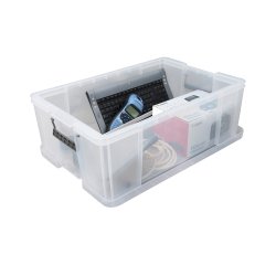 Caja de almacenamiento apilable de plástico WHITEFURZE Allstore de 51 L