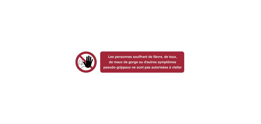 Pictogramme autocollante ‘les personnes souffrant de fièvre…’