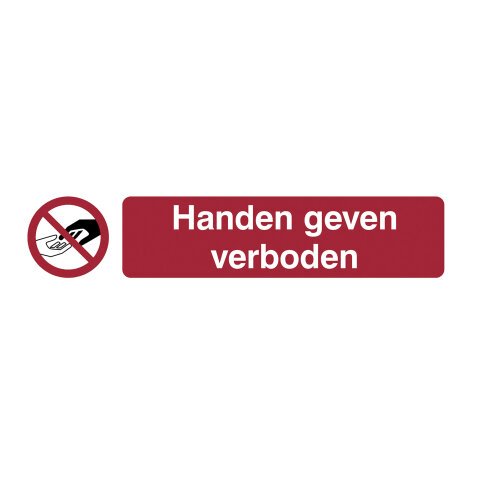 Pictogramme autocollante ‘poignées de mains interdites’ (néerlandais)