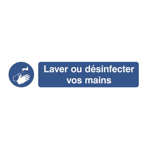 Pictogramme autocollante ‘laver ou désinfecter vos mains’