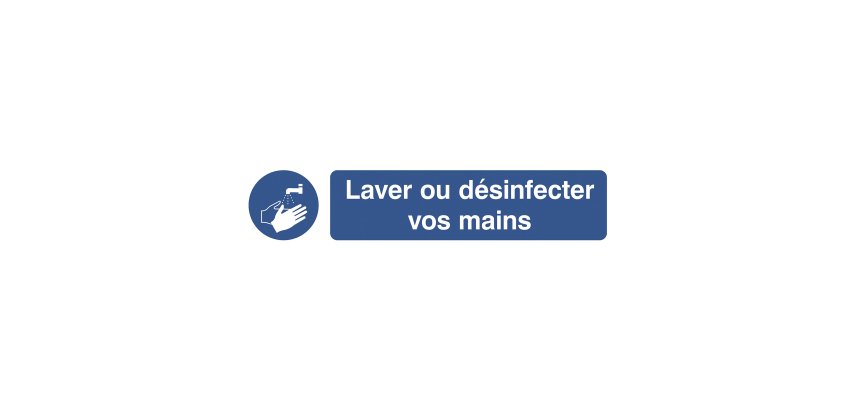 Pictogramme autocollante ‘laver ou désinfecter vos mains’