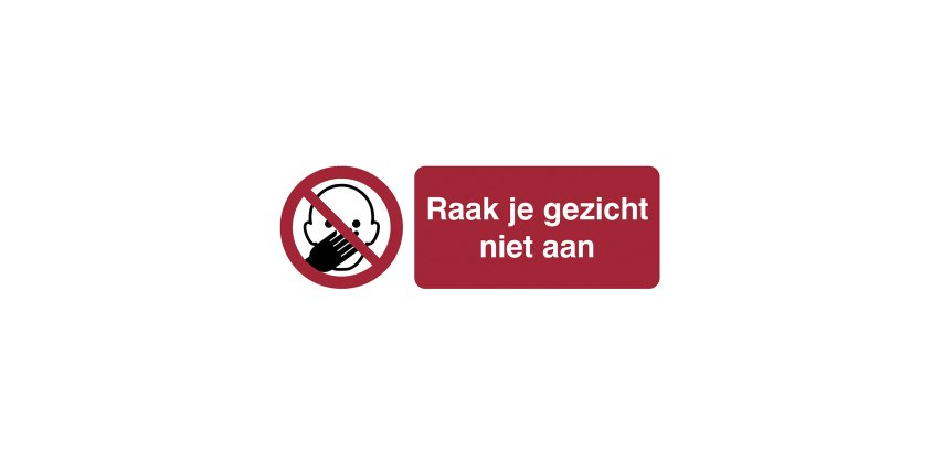 Pictogramme autocollante ‘eviter de se toucher le visage’ (néerlandais)