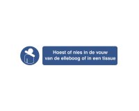 Pictogram ‘hoest of nies in de vouw van de elleboog of in een tissue’
