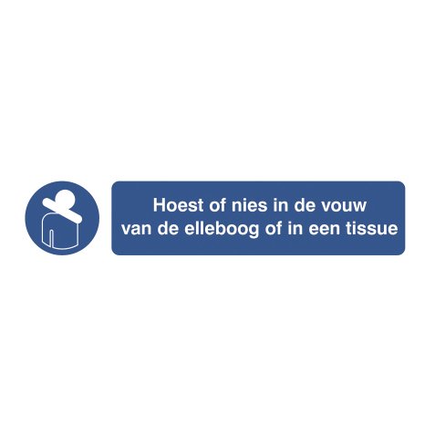 Pictogram 'cough or sneeze in the fold of your elbow or in a tissue' (Dutch)