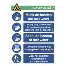 Sticker A3 with instructions for washing hands (Dutch)