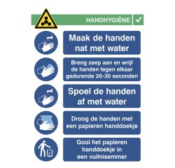 Sticker A3 with instructions for washing hands (Dutch)