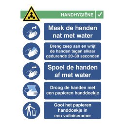 Sticker A3 met instructies voor het wassen van de handen