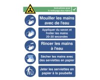 Sticker A3 with instructions for washing hands (French)