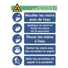 Sticker A3 with instructions for washing hands (French)