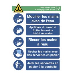 Sticker A3 met instructies voor het wassen van de handen (Franstalig)