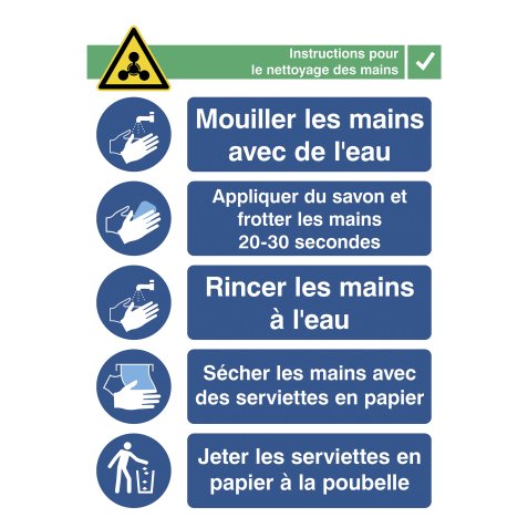 Autocollant A3 avec instructions pour le nettoyage des mains