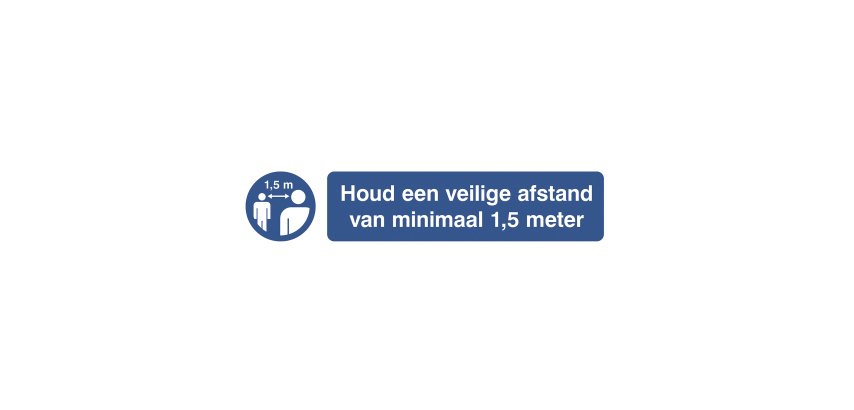 Pictogramme autocollante ‘garder une distance de sécurité d’au moins 1.5m’ (néerlandais)