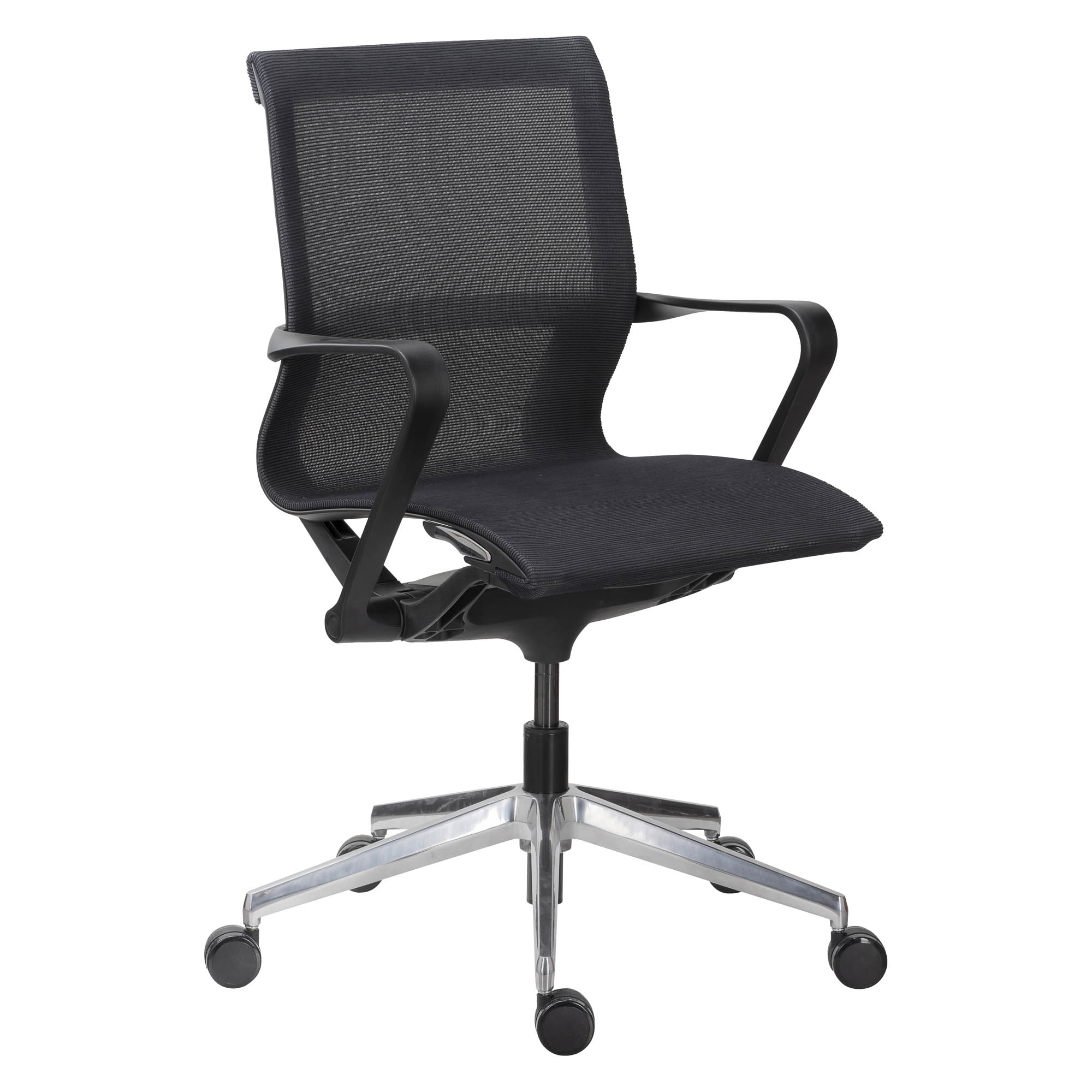 Chaise de bureau sans roulettes avec dossier bas et revêtement en simili  cuir - Alu