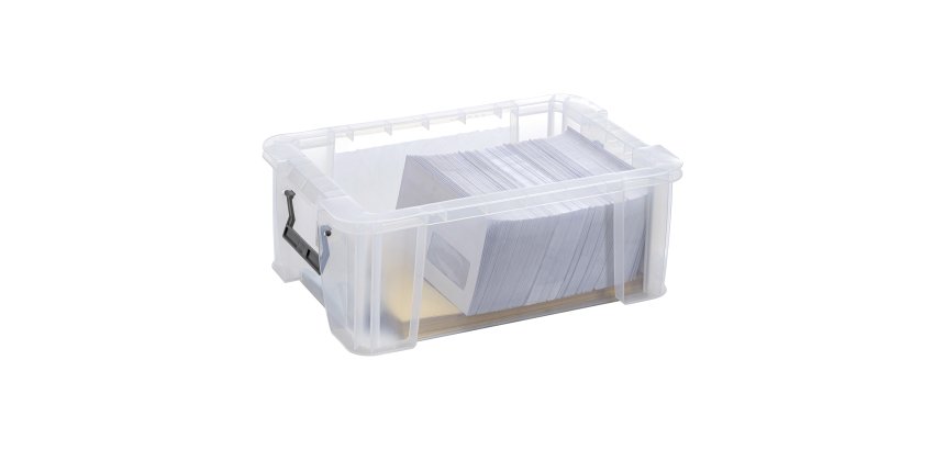 Caja de almacenamiento apilable de plástico WHITEFURZE Allstore de 15 L