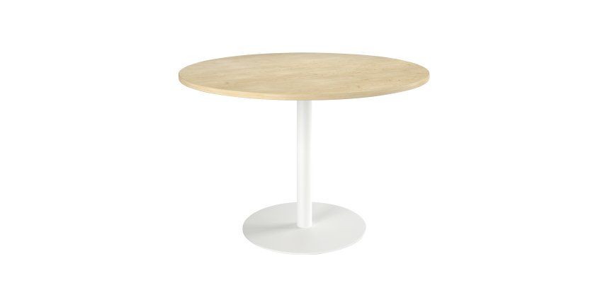 Tavolo rotondo Intuitiv con piano di diametro 120 cm e base diametro 60 cm a colonna in metallo bianco