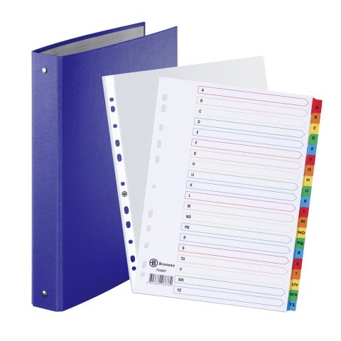 Pack de carpeta de 4 anillas de cartón A4 - lomo de 4 cm + 100 fundas multitaladro y 2 juegos de separadores
