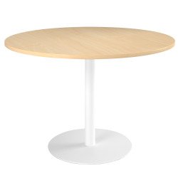 Table ronde 120 cm plateau hêtre piètement colonne Essens