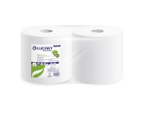 Bobina de papel para limpieza industrial blanca con desbobinado central Lucart Eco 1000S - Paquete de 2