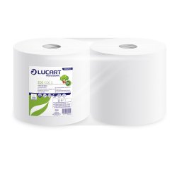 Bobina de papel para limpieza industrial blanca con desbobinado central Lucart Eco 1000S - Paquete de 2