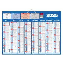 Calendrier semestriel mural année 2024 / 2025 - 16 mois - 40,5 x 55 cm