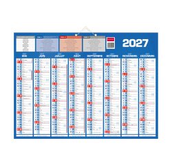 Calendrier semestriel mural année 2026/2027 - 16 mois - 40,5 x 55 cm