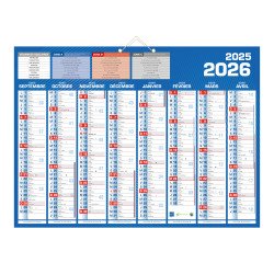 Calendrier semestriel mural 16 mois - 40,5 x 55 cm - septembre 2025 décembre 2026