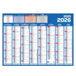 Calendrier semestriel mural 16 mois - 40,5 x 55 cm - septembre 2025 décembre 2026