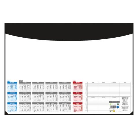 Sous-main papier avec calendrier 2025, L 55 x H 40,5 cm noir