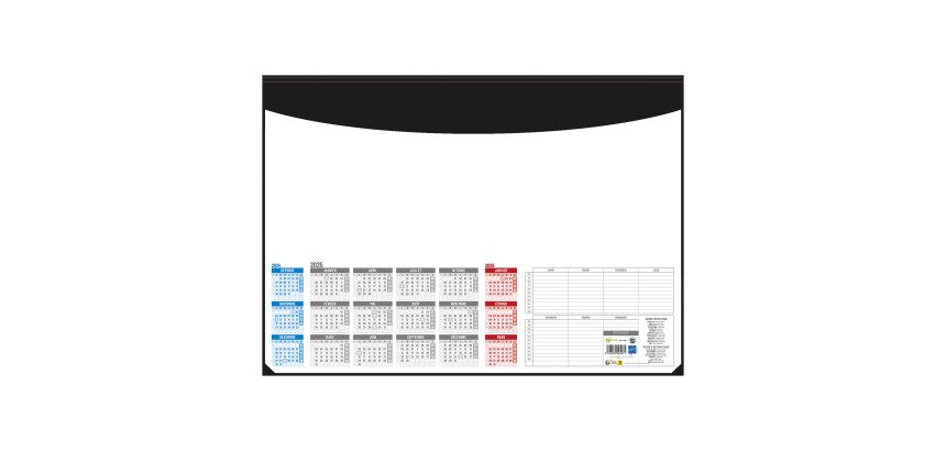 Sous-main avec calendrier 2025 55 x 40,5 cm noir