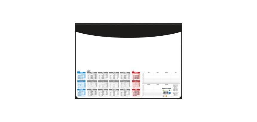 Sous-main avec calendrier 2026 55 x 40,5 cm noir